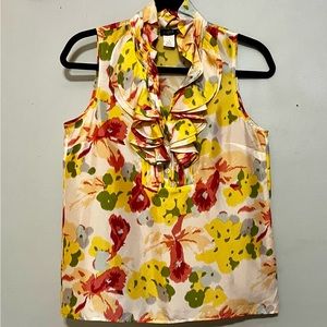 J. crew floral silk 2 sleeveless blouse